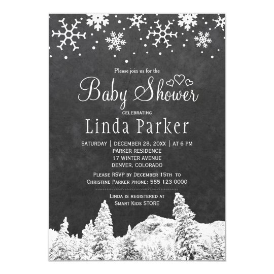Chalkboard wonderland rustic winter baby shower card