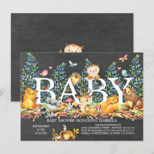 Chalkboard Woodland Neutral Baby Shower Invitation