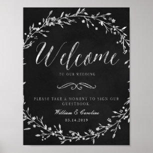 Chalkboard Wreath Wedding Guestbook Sign