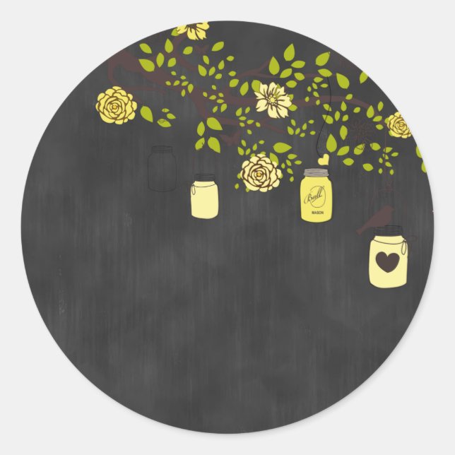 Chalkboard Yellow Mason Jar Sticker (Front)