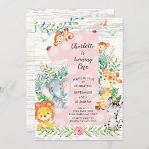 ChalkboardJungle Big One Girls Birthday Invitation