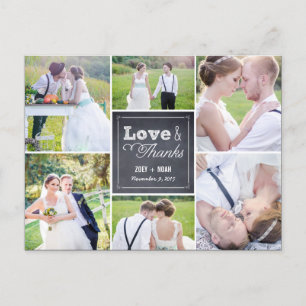 Chalked Collage Wedding Thank You Card