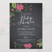 Chalked Floral Baby Shower Invitations