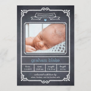 Chalked Frame Birth Announcement - Blue