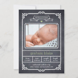 Chalked Frame Birth Announcement - Green