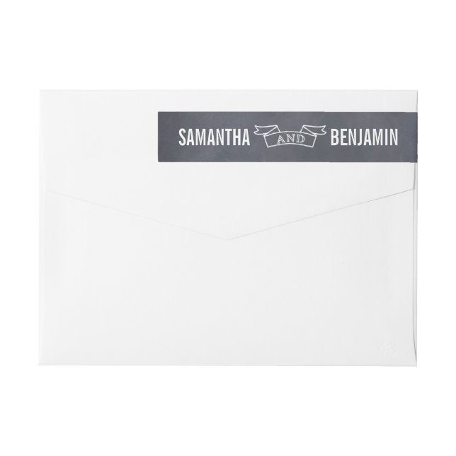 Chalked Frame Save The Date Wraparound Label (Back)
