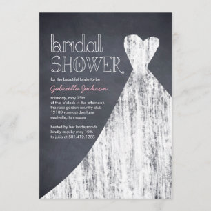 Chalked Gown Bridal Shower Invitation