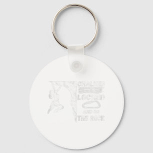 Chalked locked and on the rock climbing girl keychain