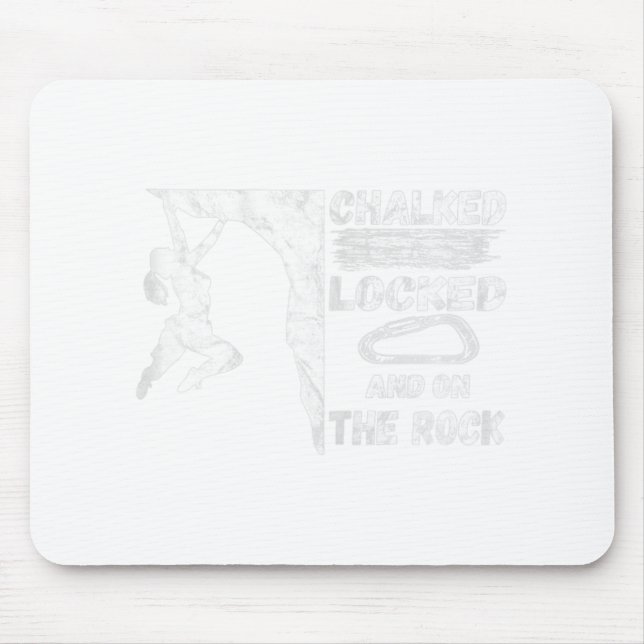 Chalked locked and on the rock climbing girl  mouse pad (Front)
