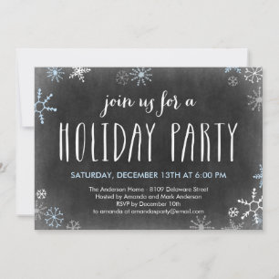 Chalked Snowflakes Holiday Party Invitation