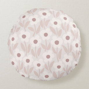 Chalkflower Garden Soft Romantic Pink Round Pillow