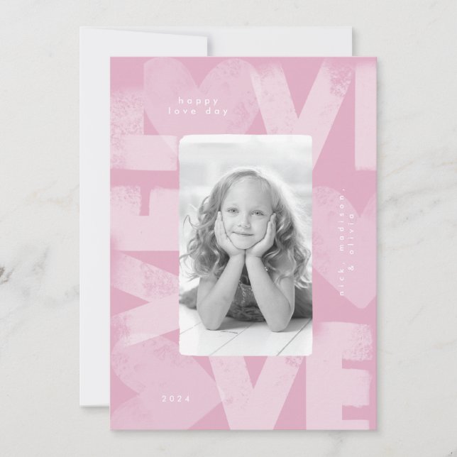 Chalky Graffiti Fun Pink Valentine Carte photo (Devant)