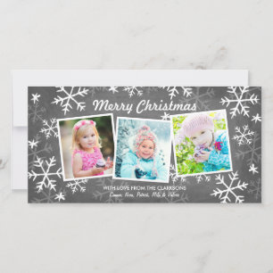 Chalky Snowfall 3 Photo Christmas Holiday Card
