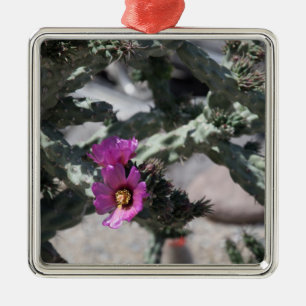 Challa Cactus in bloom Metal Ornament