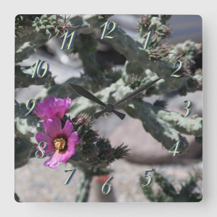 Challa Cactus in bloom Square Wall Clock