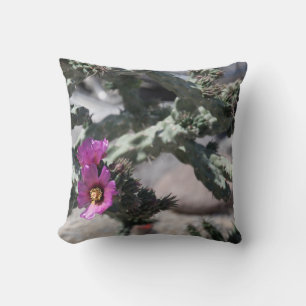 Challa Cactus in bloom  Throw Pillow