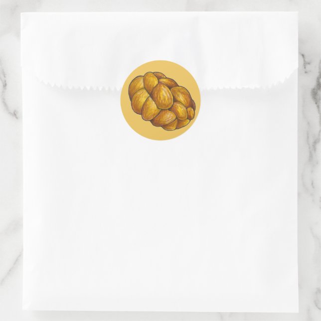 Challah Bread Braided Loaf Jewish Holiday Hanukkah Classic Round Sticker (Bag)