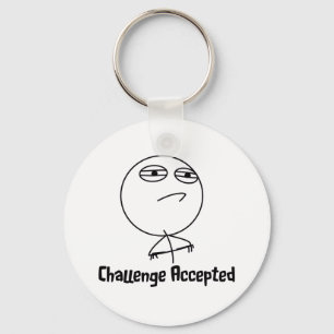 Challenge Accepted Black & White Text Keychain