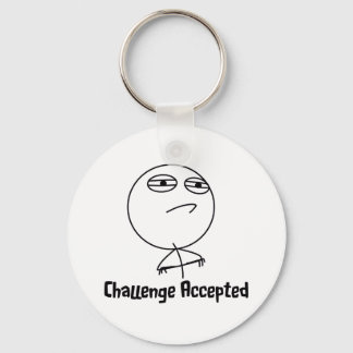 Challenge Accepted Black & White Text Keychain