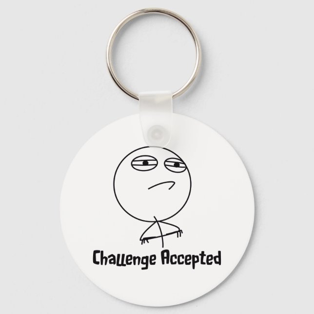 Challenge Accepted Black & White Text Keychain (Front)