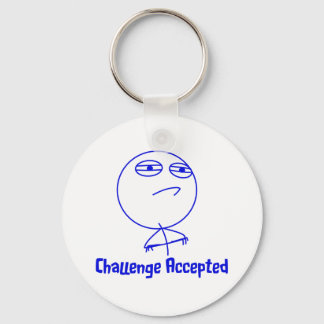 Challenge Accepted Blue & White Text Keychain