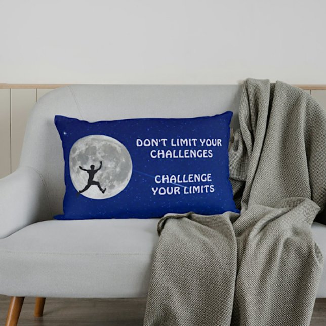 Challenge your limits motivational quote lumbar pillow (Creator Uploaded)