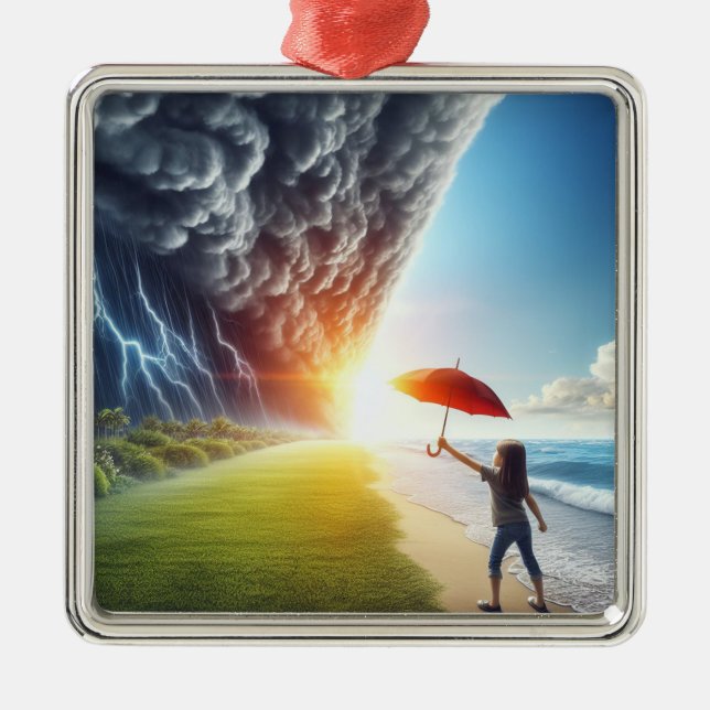 Challenge Your Storms - Maintain Your Joy Metal Ornament (Front)