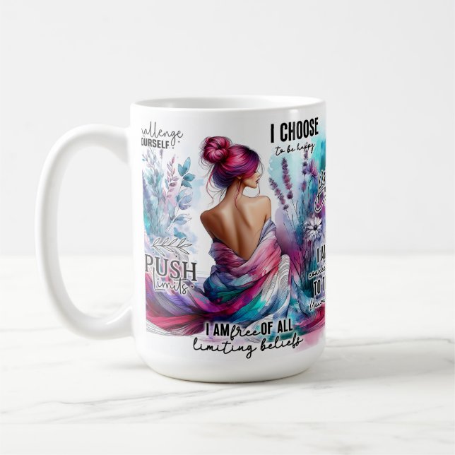 Challenge Yourself Watercolor Motivation Coffee Mug (Left)