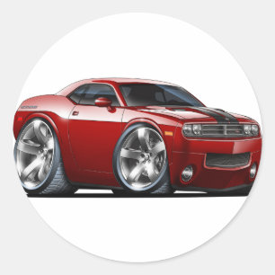 Challenger Maroon Car Classic Round Sticker