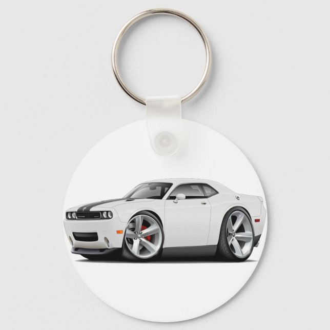 Challenger SRT8 White-Black Car Keychain (Front)