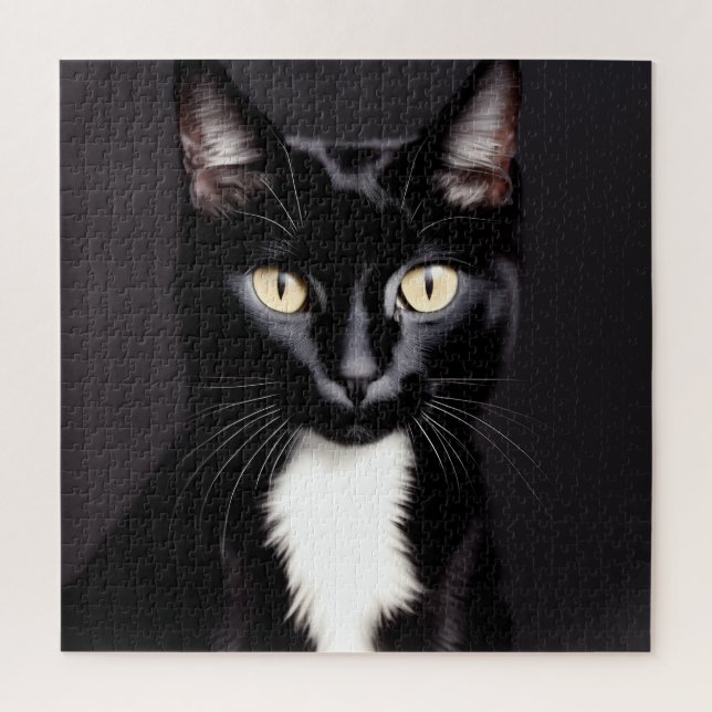 Challenging 676 Piece Black Cat 20x20 square Jigsaw Puzzle (Vertical)