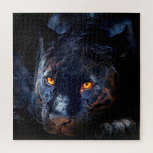Challenging Almost All Black Big Cat Jigsaw Puzzle