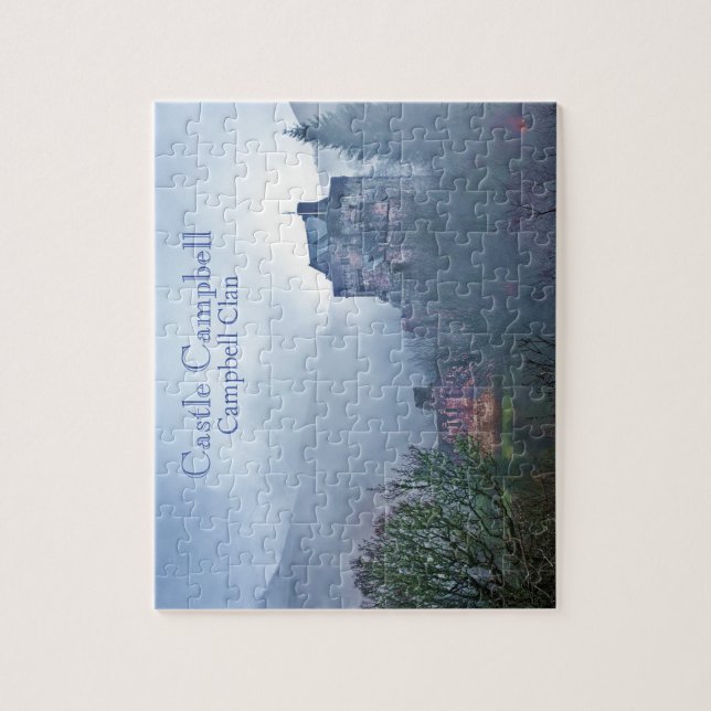 Challenging Castle Campbell In The Mist Jigsaw Puzzle (Vertical)