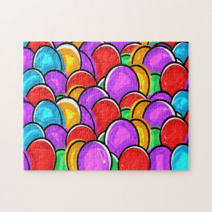 Challenging Personalized Colourful Easter Eggs Jigsaw Puzzle