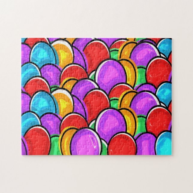 Challenging Personalized Colourful Easter Eggs Jigsaw Puzzle (Horizontal)