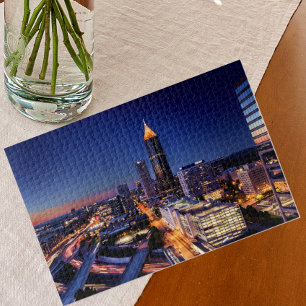 Challenging Traffic Patterns, Atlanta Night Scene Jigsaw Puzzle