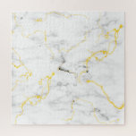 Challenging White Grey Marble Pattern Gold Vein Jigsaw Puzzle<br><div class="desc">Challenging puzzle fun or a solitary afternoon of indoor games for family fun. A white background is decorated with swirls of grey and thing gold veins. Elegant jigsaw pattern you'll enjoy piecing together.</div>