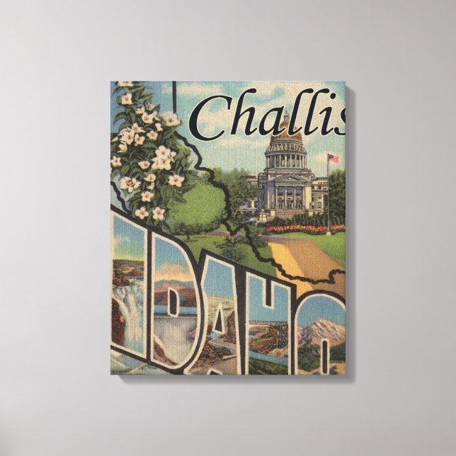Challis, Idaho - Large Letter Scenes Canvas Print (Front)