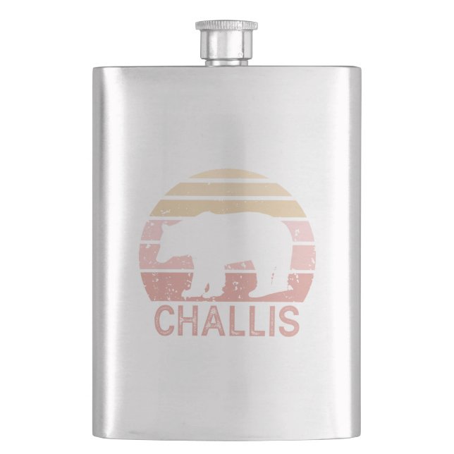 Challis Idaho Retro Bear Hip Flask (Front)