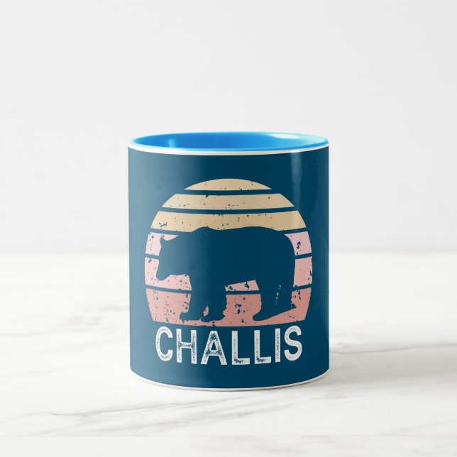 Challis Idaho Retro Bear Two-Tone Coffee Mug (Center)