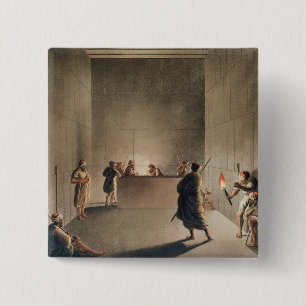Chamber and Sarcophagus in the Great Pyramid of Gi 2 Inch Square Button