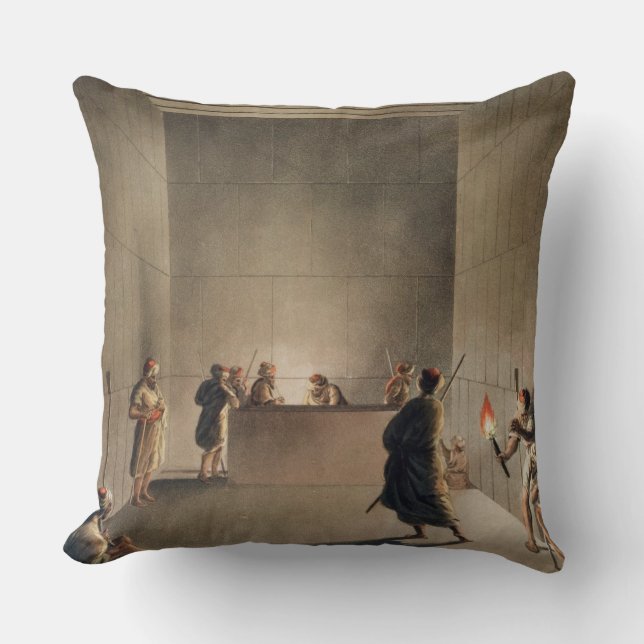 Chamber and Sarcophagus in the Great Pyramid of Gi Throw Pillow (Front)