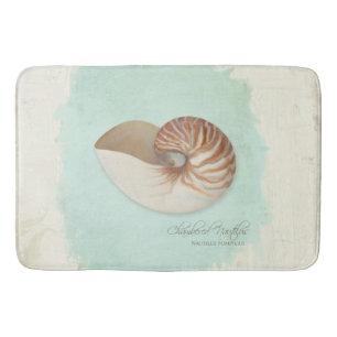 Chambered Nautilus Shell Ocean Seashore Beach Bath Mat