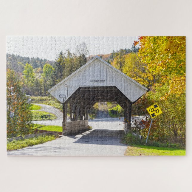 Chamberlin Mill Covered Bridge, Lyndon, Vermont Jigsaw Puzzle (Horizontal)