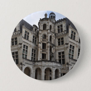 Chambord castle, staircase by Leonardo da Vinci. 3 Inch Round Button