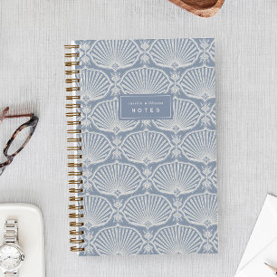Chambray Blue   Deco Fans Personalized Notebook