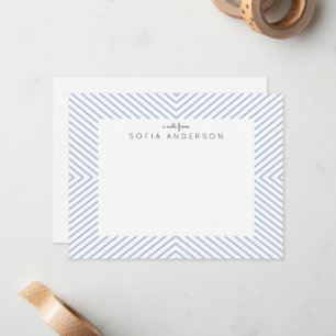 Chambray Blue Triangle Striped Personalized Card