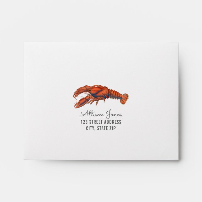 Chambray Lobster Wedding R.S.V.P. Envelope (Front)