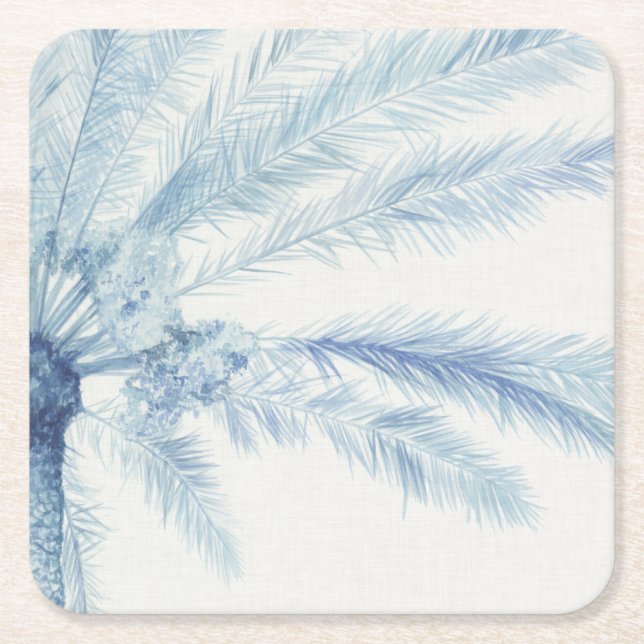 Chambray Palms II Square Paper Coaster (Front)