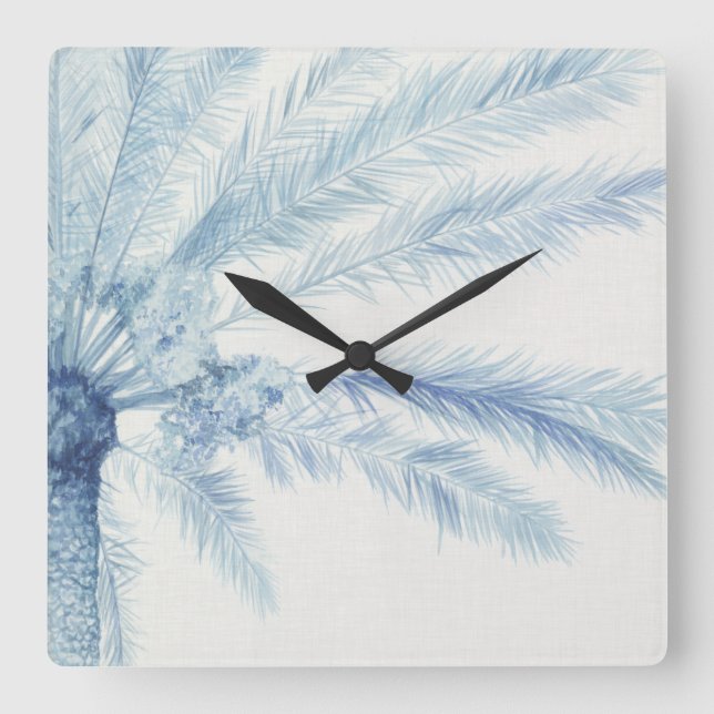 Chambray Palms II Square Wall Clock (Front)